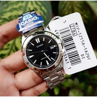 Casio นาฬิกาผู้ชาย รุ่น MTP-1215A-1A2 สายสแตนเลส หน้าปัดดำ (สินค้าขายดี) มั่นใจ สินค้าของแท้ 100% ประกันศูนย์ 1ปีเต็ม