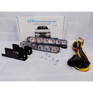 2ชิ้น LEDไฟเดย์ไลท์ 109 12V 6ดวง DayLight ไฟตัดหมอก แสงสีขาว กันน้ำ 100%