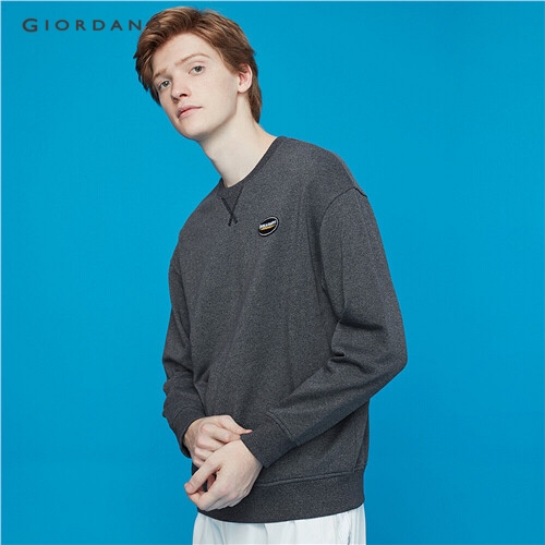 GIORDANO MEN Embroidery crewneck long-sleeve sweatshirt 01099786