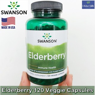 อัลเดอร์เบอร์รี่สกัด Elderberry 120 Veggie Capsules - Swanson