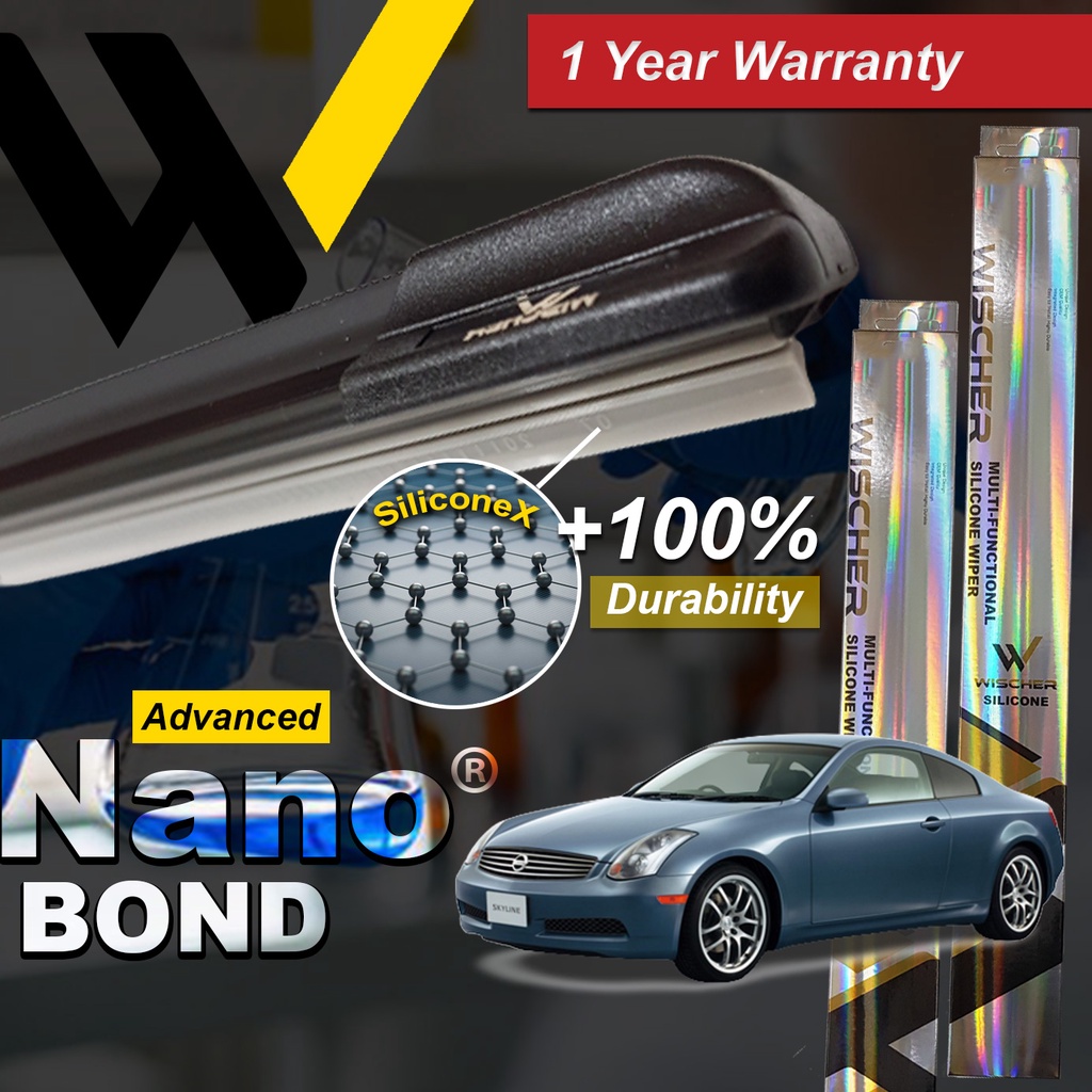 [SiliconeX] Nissan Skyline V35 Coupe (2002-2007) Wischer Nano-BOND ใบปัดน้ําฝนซิลิโคน (1SET)