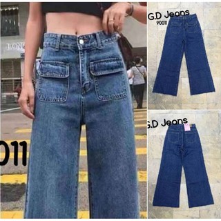 G.D.Jeans รุ่น 90011 กางเกงยีนส์ผ้าด้านสีเข้มทรงกระบอกใหญ่ทรงเรียบความยาว39นิ้ว