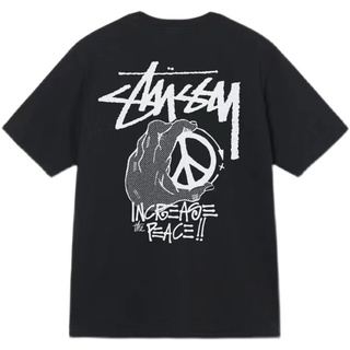 STUSSY เสื้อยืดแขนสั้น พิมพ์ลาย PEACE HAND PIGMENT DYED TEE