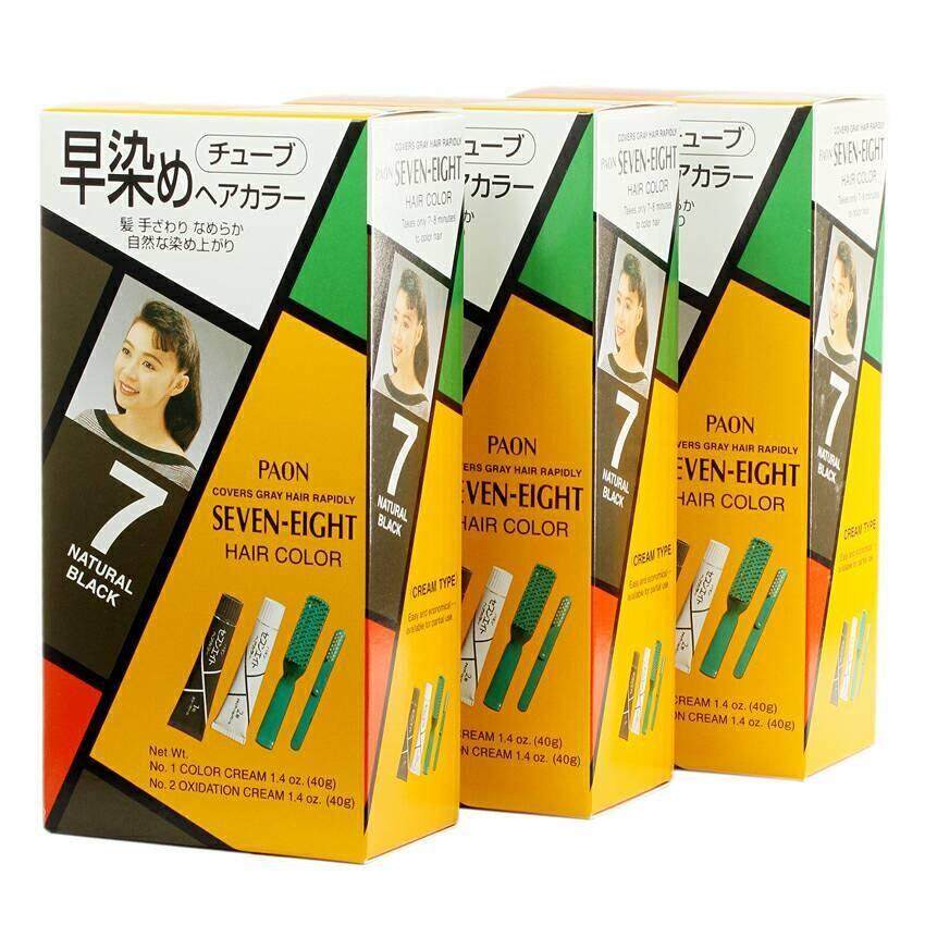 (3กล่อง) PAON ครีมเปลี่ยน สีผม พาออน เซเว่น เอท Color No. 7 (สีดำธรรมชาติ) seven-eight hair color พาอ่อน จากประเทศญี่ปุ่น แท้ 100% (Natural Black) (แพ็ค3กล่อง)