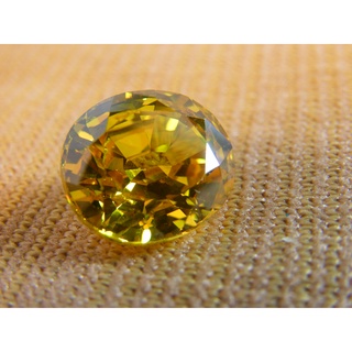 พลอย เพชรรัสเซีย รูปไข่ 20 CARATS (1 เม็ด)  YELLOW Gemstone Oval Shape CUBIC ZIRCONIUM STEP CUTTING GEMSTONE