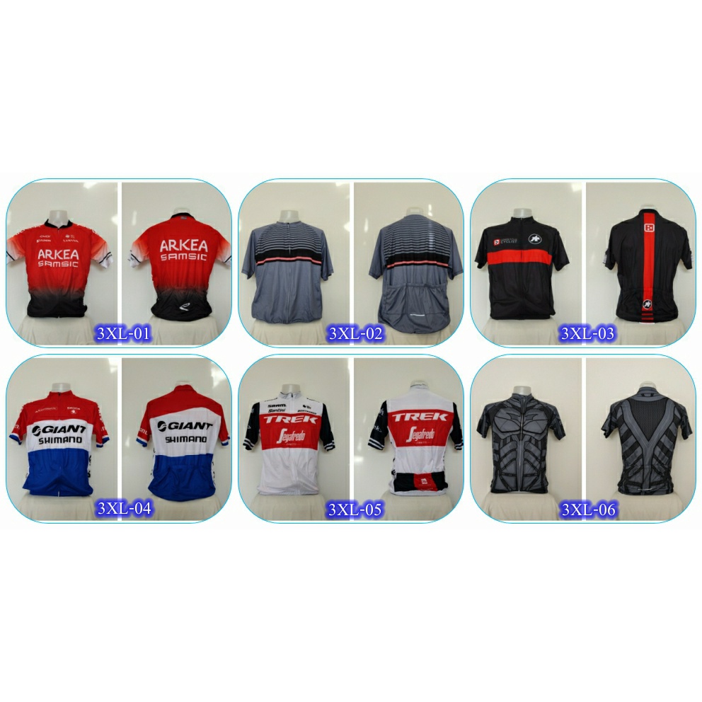 [ลดราคา] Size 3XL เสื้อปั่นจักรยานผู้ชายแขนสั้น/แขนยาว คละลาย กระเป๋าหลัง 3 ช่อง (ขนาดอื่นๆดูจากลิ้งค์ในรายละเอียด)