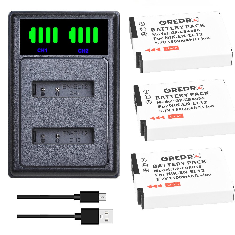 EN-EL12 EN EL12 Battery and Charger for Nikon Coolpix S9900 S9500 AW110 AW120 S9100 S8000 S9300 S820