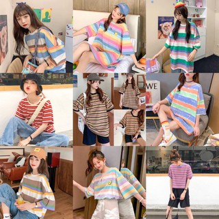 เสื้อยืดลายทาง หลากสไตล์ พร้อมส่ง