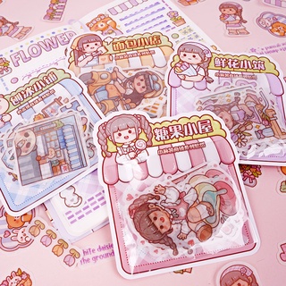 Peach 50Pcs Cute cartoon girl  Candy bread shaved ice sticker pack Journal Scrapbook Decor Sticker