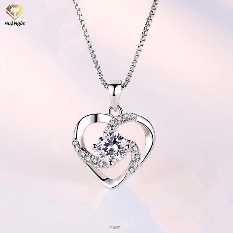 925 Hue Ngan สร้อยคอเงินอิตาลี - หัวใจหินที่สวยงาม PP1697