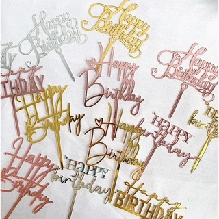 10 ท็อปเปอร์ตกแต่งเค้กทรงอะคริลิค Happy Birthday ใหม่
