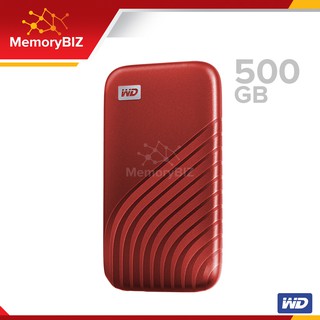 WD My Passport SSD 500 GB ฮาร์ดดิสก์พกพา Type-C, USB 3.0 (WDBAGF5000ARD-WESN) Red สีแดง อ่าน1050MB/s ประกัน Synnex 5 ปี