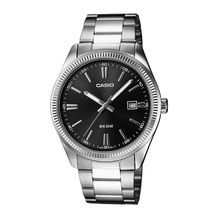 Casio Standard นาฬิกาข้อมือผู้ชาย สายสแตนเลส รุ่น MTP-1302,MTP-1302D,MTP-1302D,MTP-1302D-1A1 - สีดำ