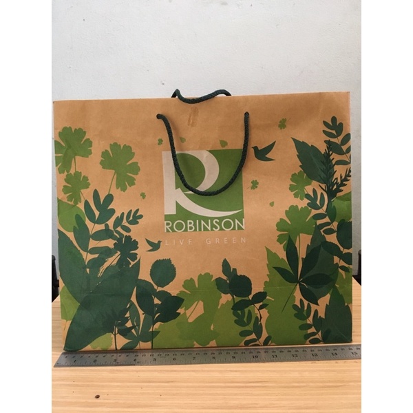 🌸ถุงกระดาษแบรนด์เนมMarks&Spencers /Robinsonลายใบไม้สวยโรบินสัน