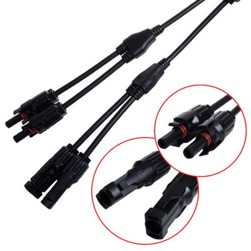 Black Type MC4 Y Branch Connectors Solar Panel Cable Male Female M/F Wires