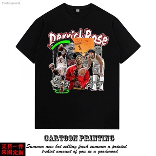 tshirtเสื้อยืดคอกลมฤดูร้อน#freesf☾Derrick Rose American retro hip-hop เสื้อยืดแขนสั้นผู้ชายและผู้หญิงกีฬาระบายอากาศขนาดใ