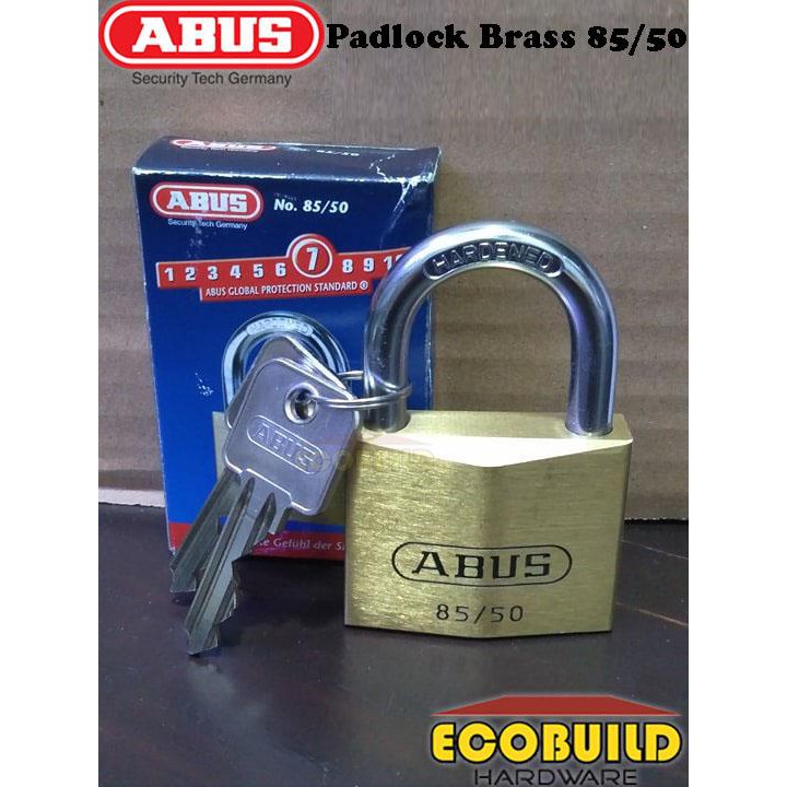 ABUS อาบู กุญแจกุญแจ ทองเหลือง 85/50 (1 ล็อค 2 กุญแจ)