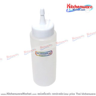 [สีใส] ขวดซอสทรงกระบอก 350 ml ฝาปิดจุก ไพโอเนียร์ [pnb565tr]