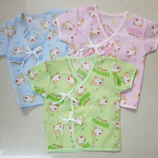 Little home babyเสื้อผ้าป่านแขนสั้นผูกหน้า