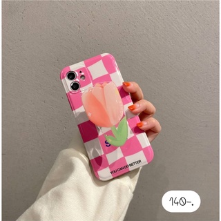 เคสลายดอก เคสลายดอกไม้ เคสแถมGriptok Holder ไอริง 🌷ไอริงทิวลิป+ตารางบานเย็น