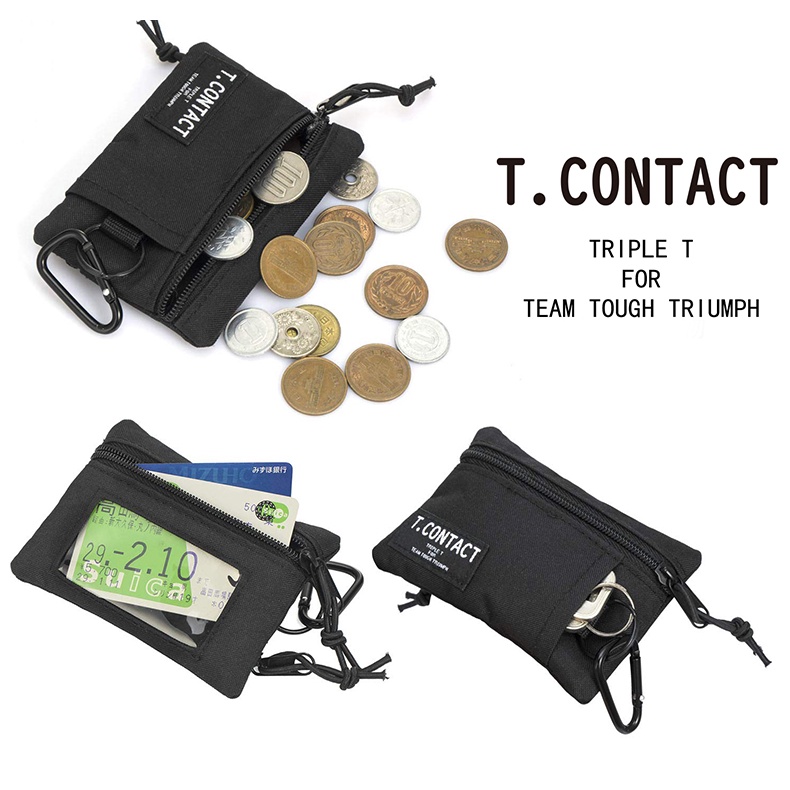 T.contact กระเป๋าสตางค์ กระเป๋าใส่เหรียญ มีซิป อเนกประสงค์ พร้อมสายคล้องคอ