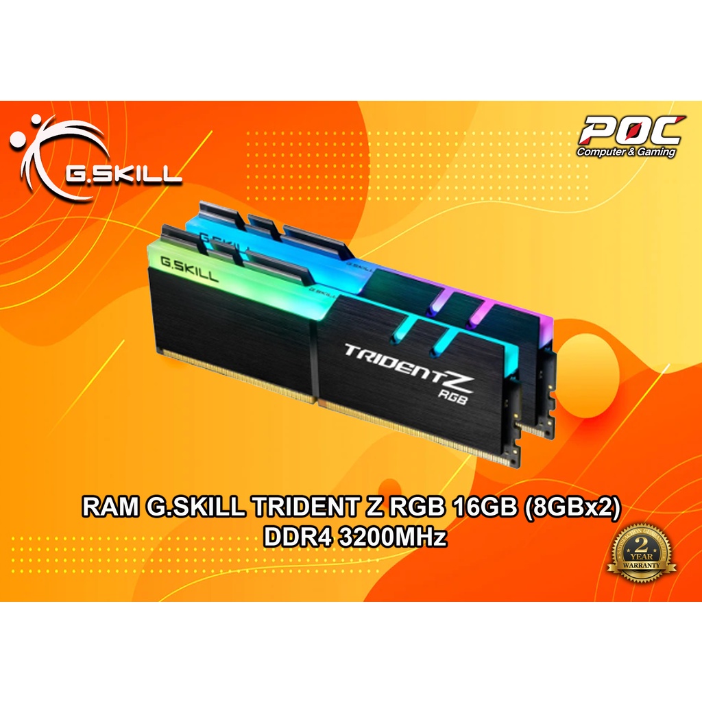 RAM (หน่วยความจำ) G.SKILL TRIDENT Z RGB 16GB (8GBx2) DDR4 3200MHz