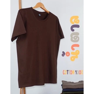 เสื้อยืด (ออกใบกำกับภาษีได้) สีน้ำตาล คอกลม คอวี (พร้อมส่ง สินค้าผลิตในไทย)
