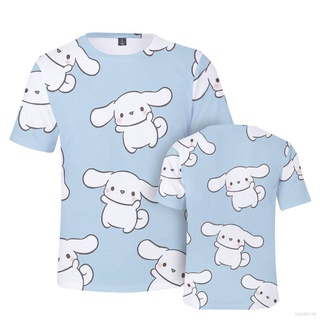 เสื้อยืดแขนสั้นลําลอง ทรงหลวม พิมพ์ลายกราฟฟิคอนิเมะ Kirby Cinnamoroll พลัสไซซ์ สําหรับผู้ชาย และผู้หญิง