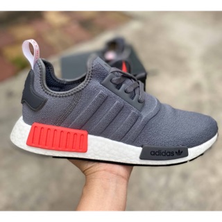 Adidas NMD R1 Grey Shock Red ❤⚪ Code: BD7730  ป้ายjapan