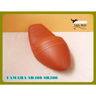 YAMAHA SR400 SR500 "BROWN" COMPLETE SEAT with "WHITE" STITCHING "EDDIE MOTO" BRAND  // เบาะรถมอเตอร์ไซค์ สีน้ำตาล