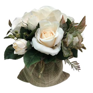 แจกันดอกกุหลาบกระสอบ WACH 26 สีขาว ARTIFICIAL FLOWER ROSE IN SACK WACH 26 WHITE