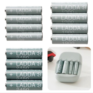 MADday - IKEA  LADDA  แบรนด์แท้ถูกชัวร์⚡ ถ่าน4ก้อน แบตเตอรีชาร์จไฟ AA  AAA  ถ่าน ถ่านชาร์จ แบตชาร์จ ที่ชาร์จแบต stenkol