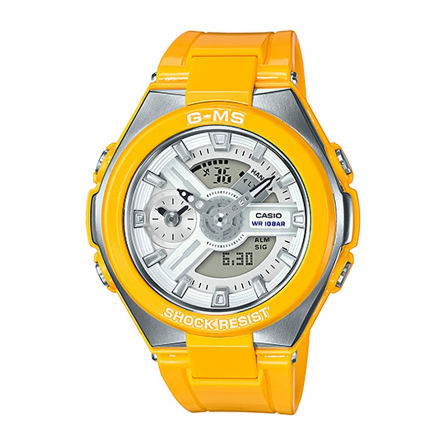 Casio Baby-G นาฬิกาข้อมือผู้หญิง สายเรซิ่น รุ่น MSG-400-9A - สีเหลือง