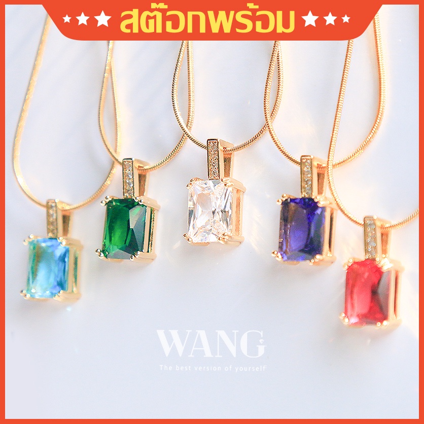 Wj สร้อยคอโซ่เหล็กไทเทเนียม ชุบทอง 18k จี้เพทาย คุณภาพสูง เรียบง่าย เครื่องประดับแฟชั่น สําหรับผู้หญิง