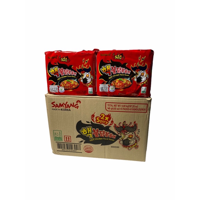 SAMYANG มาม่าเกาหลี เผ็ดxคูณ2 Spicy สีแดง!! 140g 1SETCOMBO/2แพค/จำนวน10ซอง ราคาพิเศษ สินค้าพร้อมส่ง!