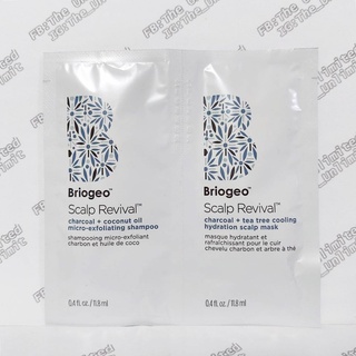 BRIOGEO Scalp Revival Charcoal + Coconut Oil Micro-exfoliating Scalp Scrub Shampoo &amp; Hydration Scalp Mask 11.8ml*2