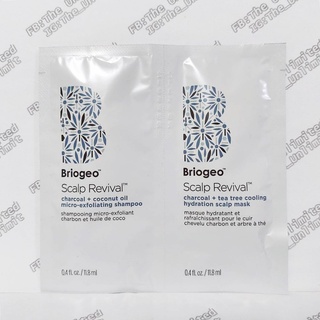 BRIOGEO Scalp Revival Charcoal + Coconut Oil Micro-exfoliating Scalp Scrub Shampoo &amp; Hydration Scalp Mask 11.8ml*2