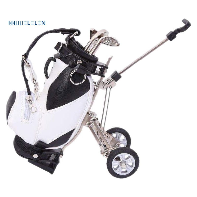 Mini Desktop Golf Souvenir Set with 3 Pens Shaped Golf Clubs a