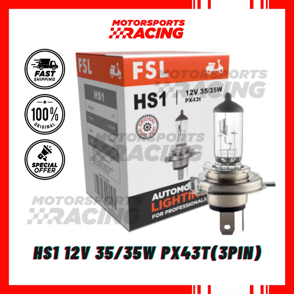 DREAM110 HS1 12V 35/35W PX43T (3PIN)< FSL FRONT LIGHTING BULB MENTOR DEPAN 1 BIJI AUTOMOTIVE