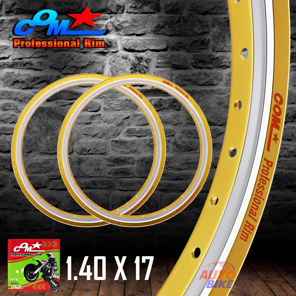 ล้อ COM AKRONT 1.40 X 17 ทูโทน จำนวน 2 วง ล้อคอม อาก้อน ขนาด 1.40 ขอบ 17 ของแท้ การันตีของแท้ 100 เปอร์เซนต์