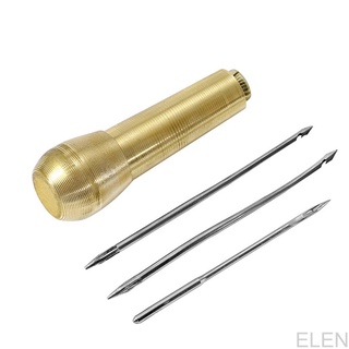 Sewing Awl Copper Handle with 3 Needles Hand Stitcher Sewing Awl Shoes Repair DIY Repairing Canvas Leather Tool ELEN