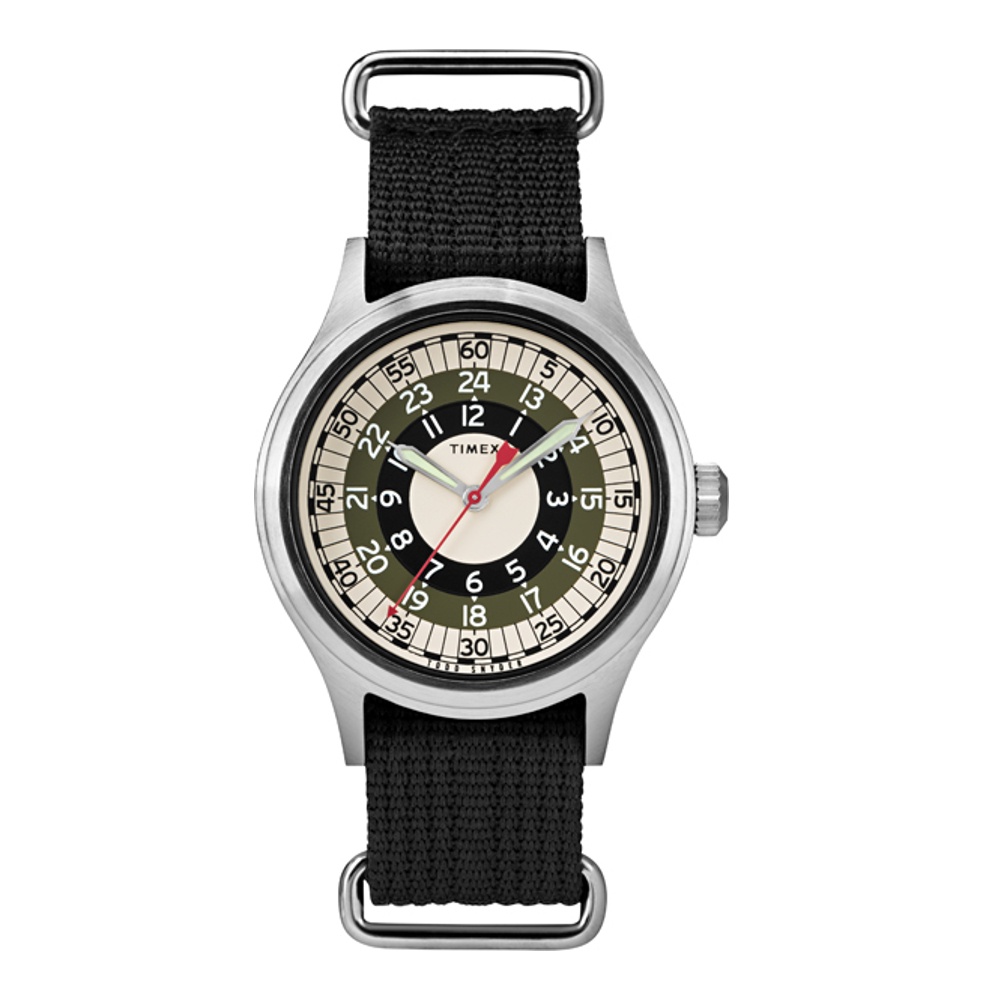Timex TW2R78900 นาฬิกาข้อมือผู้ชายและผู้หญิง สายไนล่อน สีดำ หน้าปัด 40 มม.
