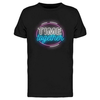 [S-5XL]เสื้อยืด พิมพ์ลาย Time Together Neon Signs สําหรับผู้ชาย 367549