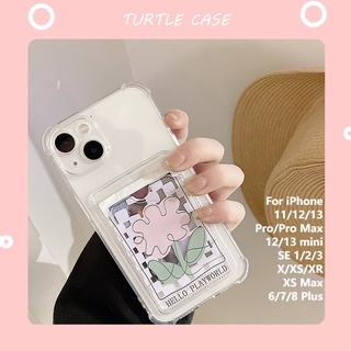 [พร้อมส่ง] เคสโทรศัพท์มือถือ ลายดอกไม้ พร้อมช่องใส่บัตร สําหรับ Apple iPhone 14 13 12 11 PROMAX XS XR XSMAX SE2020 6 7 8PLUS MINI