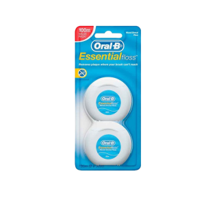 [ขายดี][แพ็คคู่สุดคุ้ม]Oral-B ออรัลบีไหมขัดฟันเอสเซนเชียลฟรอส 2x50เมตร Mint Waxed Essential Dental Floss 2x50M ValuePack