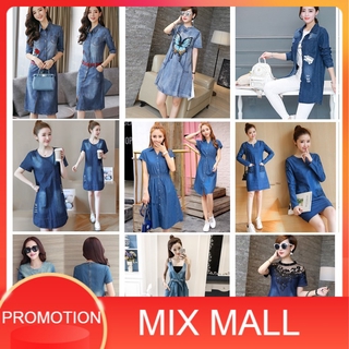 （ลดล้างสต็อก）ชุดเดรสยีนส์ Dress Denim On Sale