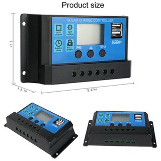 โซล่าชาร์จคอนโทรลเลอร์ Solar charge controller 12V/24V PWM มีให้เลือกทั้ง 10A/20A/30A/60A รุ่น 60A