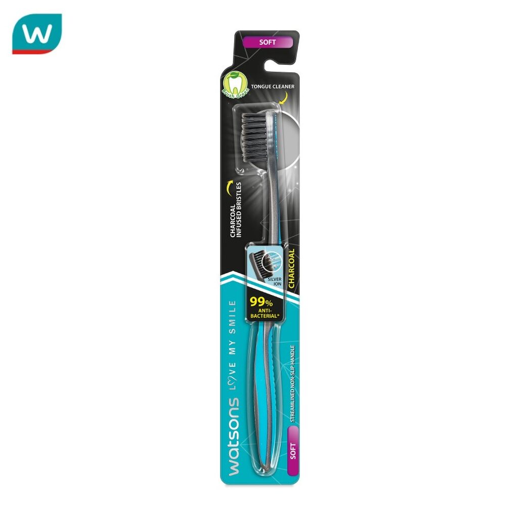 Watsons วัตสัน แปรงสีฟัน ชาร์โคล (ซอฟท์) 1ด้าม.
