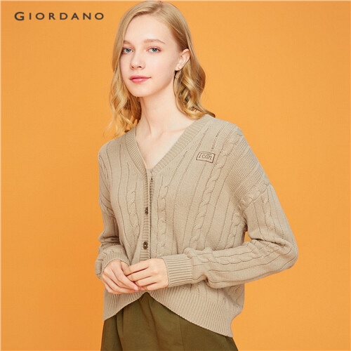 GIORDANO WOMEN Solid embroidery cardigan 05359853