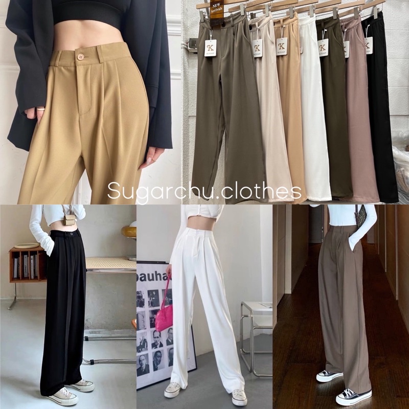 กางเกงผ้าขายาว เก็บทรงสวย เนื้อผ้าดีใส่สบาย มี 7 สี พร้อมส่ง -996